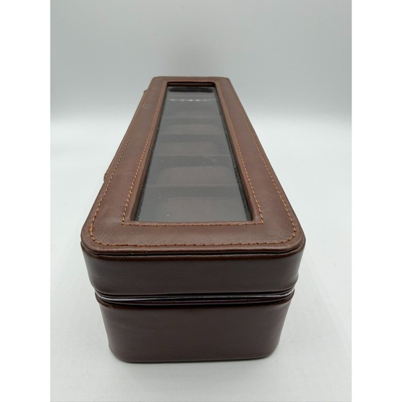 Berkshire Vintage Brown Leather Watch Case - 6 Slot Collector Box - Rare - Picture 14 of 16